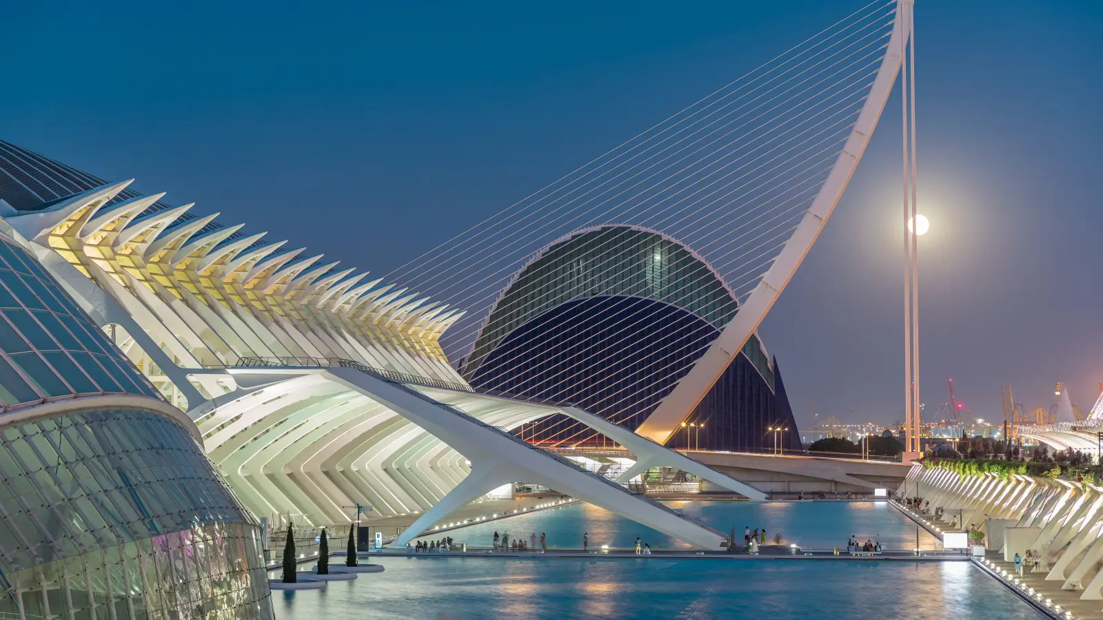 Valencia waterfront at dusk